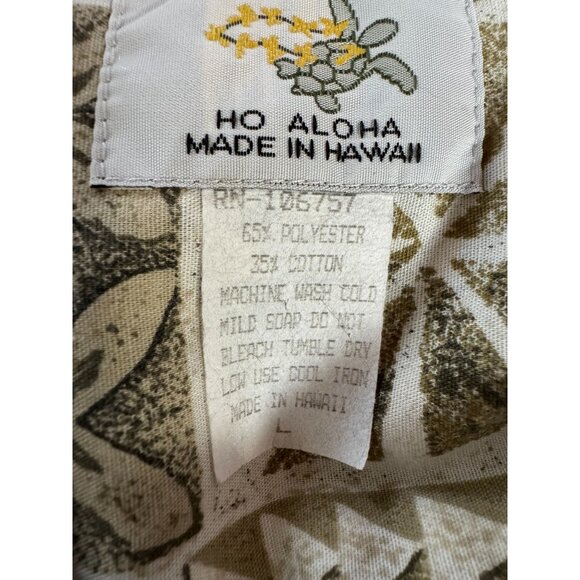 Ho Aloha Made In Hawaii Mens Beige Hawaiian Shirt - Picture 6 of 16